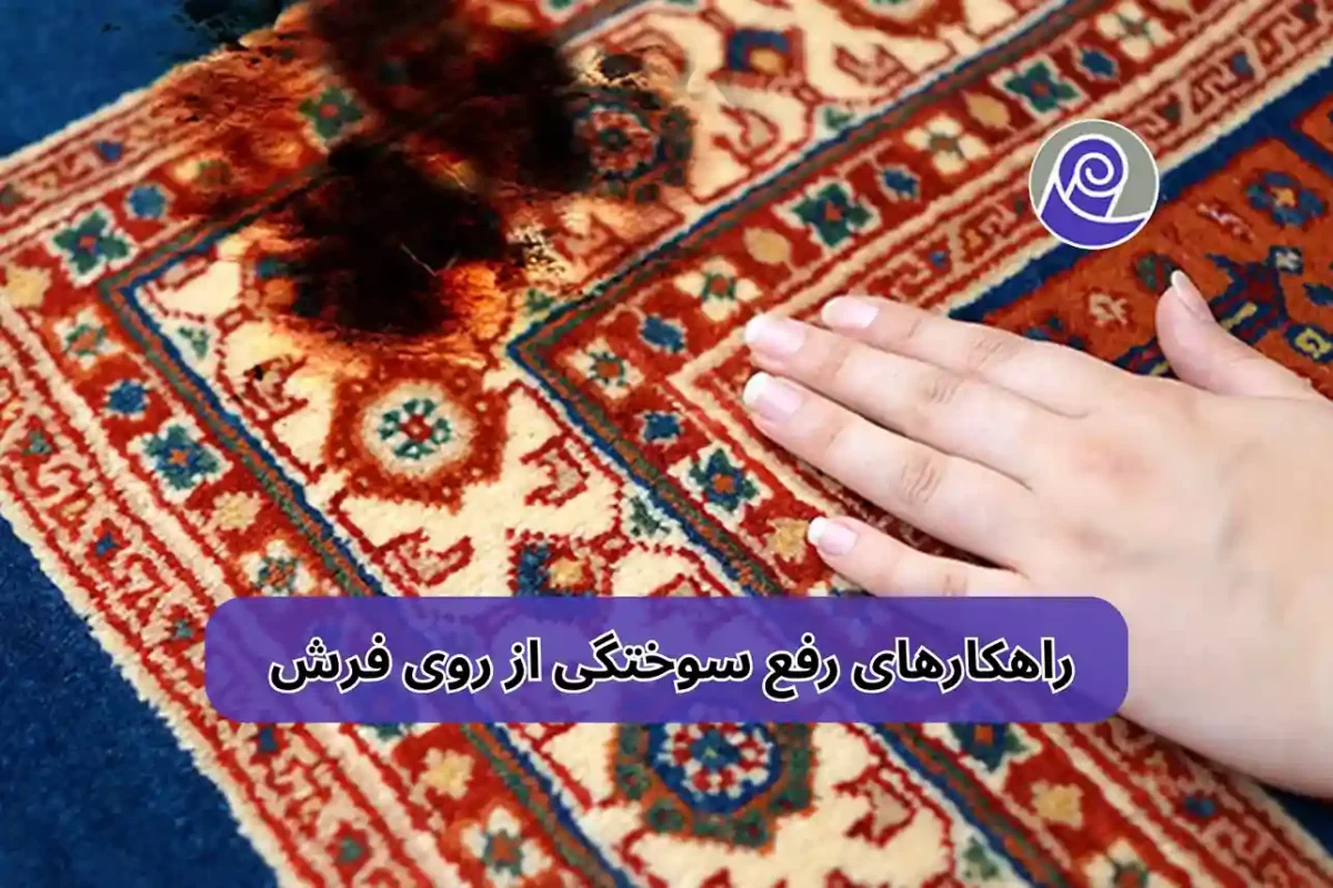 تصویر اینفوگرافی شده یک فرش سوخته برای مقاله رفع سوختگی فرش