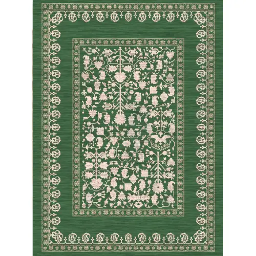 فرش 480 شانه کد 30102 رنگ کرم سبز