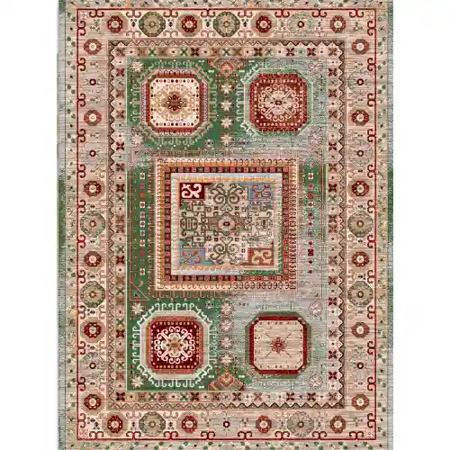 فرش 480 شانه کد 30157 رنگ کرم سبز