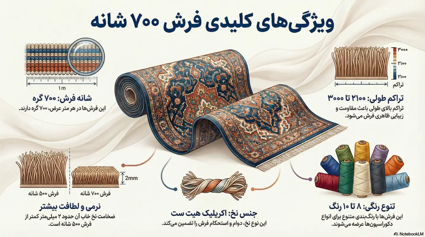 ویژگی‌های فرش 700 شانه